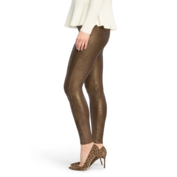 Spanx Faux Leather Leggings in Color Bronze - Picture 4 of 6